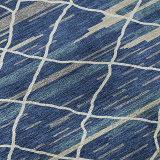 Piper Looms Mayfield Stripes AMF1025 Navy Machine Washable Area Rug Swatch Image