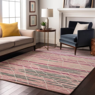 Piper Looms Mayfield Stripes AMF1025 Pink Machine Washable Area Rug Lifestyle Image Feature