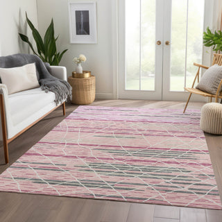 Piper Looms Mayfield Stripes AMF1025 Pink Machine Washable Area Rug Lifestyle Image Feature