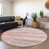 Piper Looms Mayfield Stripes AMF1025 Pink Machine Washable Area Rug Round Lifestyle Image Feature