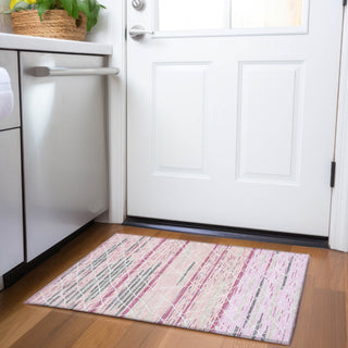 Piper Looms Mayfield Stripes AMF1025 Pink Machine Washable Area Rug Scatter Lifestyle Image Feature