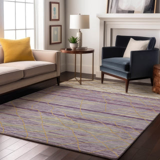 Piper Looms Mayfield Stripes AMF1025 Purple Machine Washable Area Rug Lifestyle Image Feature