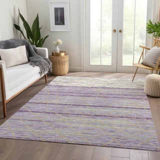 Piper Looms Mayfield Stripes AMF1025 Purple Machine Washable Area Rug Lifestyle Image Feature
