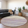 Piper Looms Mayfield Stripes AMF1025 Purple Machine Washable Area Rug Round Lifestyle Image Feature