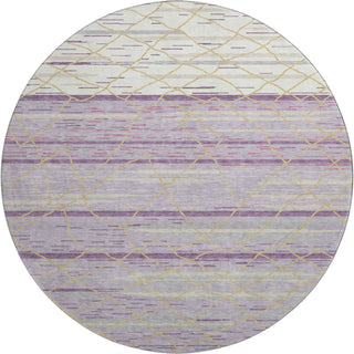 Piper Looms Mayfield Stripes AMF1025 Purple Machine Washable Area Rug Round Main Image
