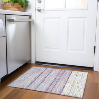 Piper Looms Mayfield Stripes AMF1025 Purple Machine Washable Area Rug Scatter Lifestyle Image Feature