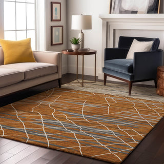 Piper Looms Mayfield Stripes AMF1025 Terracotta Machine Washable Area Rug Lifestyle Image Feature