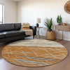 Piper Looms Mayfield Stripes AMF1025 Terracotta Machine Washable Area Rug Round Lifestyle Image Feature