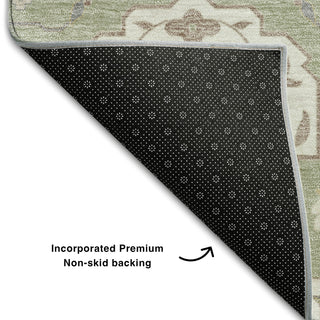 Piper Looms Mayfield Damask AMF1026 Aloe Machine Washable Area Rug Backing Image