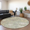 Piper Looms Mayfield Damask AMF1026 Aloe Machine Washable Area Rug Round Lifestyle Image Feature