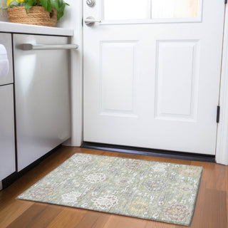 Piper Looms Mayfield Damask AMF1026 Aloe Machine Washable Area Rug Scatter Lifestyle Image Feature