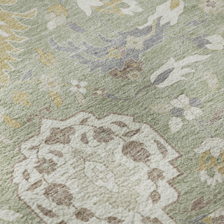 Piper Looms Mayfield Damask AMF1026 Aloe Machine Washable Area Rug Swatch Image