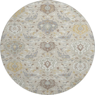 Piper Looms Mayfield Damask AMF1026 Beige Machine Washable Area Rug Round Main Image