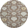 Piper Looms Mayfield Damask AMF1026 Brown Machine Washable Area Rug Round Main Image