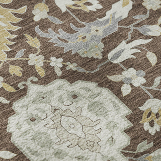Piper Looms Mayfield Damask AMF1026 Brown Machine Washable Area Rug Swatch Image