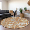 Piper Looms Mayfield Damask AMF1026 Copper Machine Washable Area Rug Round Lifestyle Image Feature