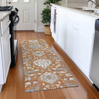 Piper Looms Mayfield Damask AMF1026 Copper Machine Washable Area Rug Runner Lifestyle Image Feature