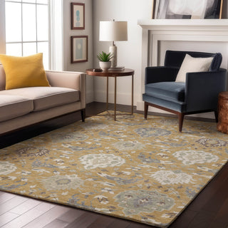Piper Looms Mayfield Damask AMF1026 Gold Machine Washable Area Rug Lifestyle Image Feature