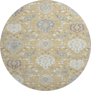 Piper Looms Mayfield Damask AMF1026 Gold Machine Washable Area Rug Round Main Image
