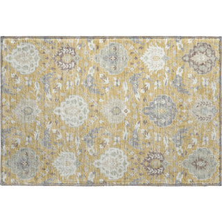 Piper Looms Mayfield Damask AMF1026 Gold Machine Washable Area Rug Scatter Main Image