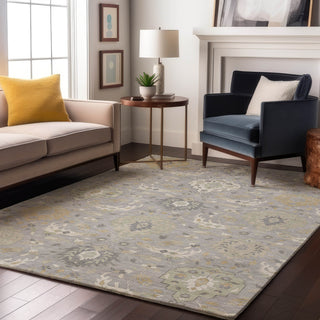 Piper Looms Mayfield Damask AMF1026 Gray Machine Washable Area Rug Lifestyle Image Feature