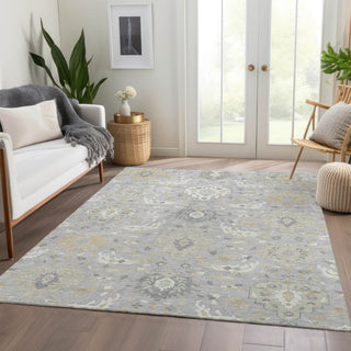 Piper Looms Mayfield Damask AMF1026 Gray Machine Washable Area Rug Lifestyle Image Feature