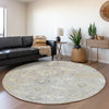 Piper Looms Mayfield Damask AMF1026 Gray Machine Washable Area Rug Round Lifestyle Image Feature