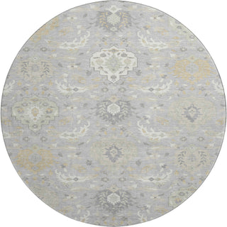 Piper Looms Mayfield Damask AMF1026 Gray Machine Washable Area Rug Round Main Image