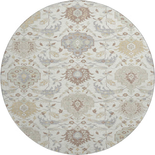 Piper Looms Mayfield Damask AMF1026 Ivory Machine Washable Area Rug Round Main Image
