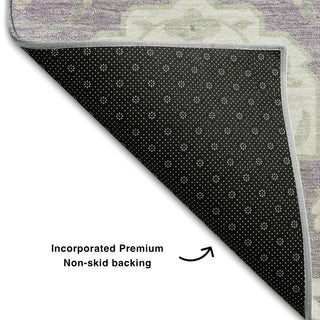 Piper Looms Mayfield Damask AMF1026 Lavender Machine Washable Area Rug Backing Image