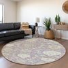 Piper Looms Mayfield Damask AMF1026 Lavender Machine Washable Area Rug Round Lifestyle Image Feature