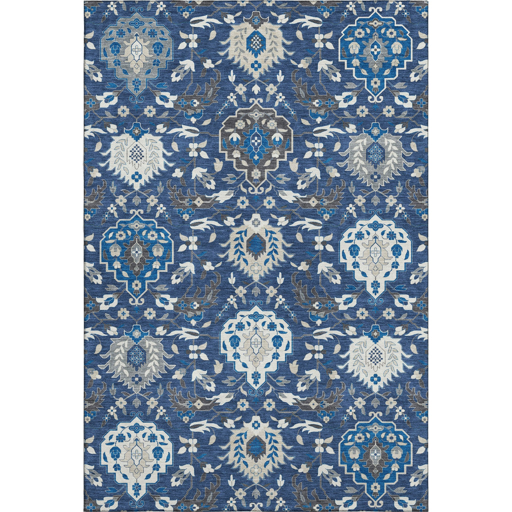 Piper Looms Mayfield Damask AMF1026 Navy Machine Washable Area Rug main image