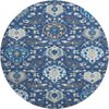 Piper Looms Mayfield Damask AMF1026 Navy Machine Washable Area Rug Round Main Image