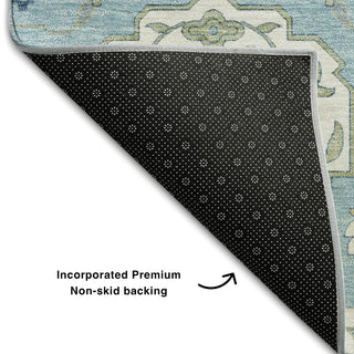 Piper Looms Mayfield Damask AMF1026 Sky Machine Washable Area Rug Backing Image
