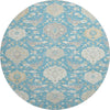 Piper Looms Mayfield Damask AMF1026 Teal Machine Washable Area Rug Round Main Image