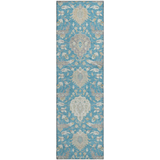 Piper Looms Mayfield Damask AMF1026 Teal Machine Washable Area Rug Runner Main Image