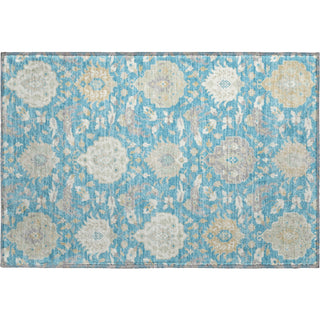 Piper Looms Mayfield Damask AMF1026 Teal Machine Washable Area Rug Scatter Main Image