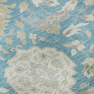 Piper Looms Mayfield Damask AMF1026 Teal Machine Washable Area Rug Swatch Image
