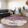 Piper Looms Mayfield Modern AMF1027 Eggplant Machine Washable Area Rug Round Lifestyle Image Feature