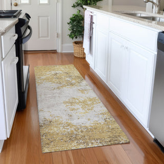 Piper Looms Mayfield Modern AMF1027 Gold Machine Washable Area Rug Runner Lifestyle Image Feature
