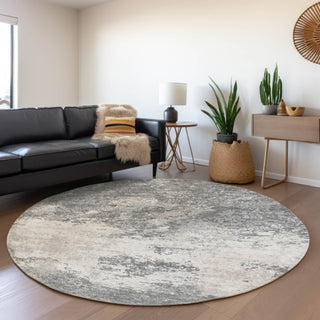 Piper Looms Mayfield Modern AMF1027 Gray Machine Washable Area Rug Round Lifestyle Image Feature