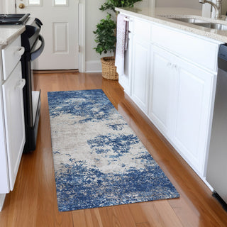 Piper Looms Mayfield Modern AMF1027 Navy Machine Washable Area Rug Runner Lifestyle Image Feature