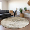 Piper Looms Mayfield Modern AMF1027 Taupe Machine Washable Area Rug Round Lifestyle Image Feature