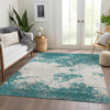 Piper Looms Mayfield Modern AMF1027 Teal Machine Washable Area Rug Lifestyle Image Feature