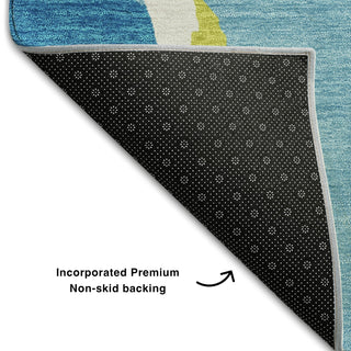 Piper Looms Mayfield Abstract AMF1028 Aqua Machine Washable Area Rug Backing Image