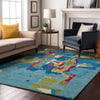 Piper Looms Mayfield Abstract AMF1028 Aqua Machine Washable Area Rug Lifestyle Image Feature