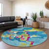 Piper Looms Mayfield Abstract AMF1028 Aqua Machine Washable Area Rug Round Lifestyle Image Feature