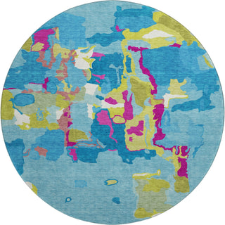 Piper Looms Mayfield Abstract AMF1028 Aqua Machine Washable Area Rug Round Main Image