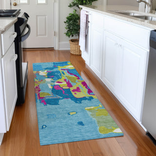 Piper Looms Mayfield Abstract AMF1028 Aqua Machine Washable Area Rug Runner Lifestyle Image Feature