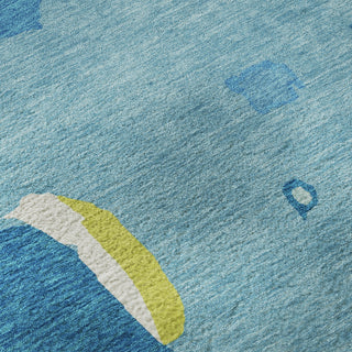 Piper Looms Mayfield Abstract AMF1028 Aqua Machine Washable Area Rug Swatch Image